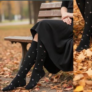 قیمت جوراب زنانه زیر زانو طرح گندمی شکوفه ریز