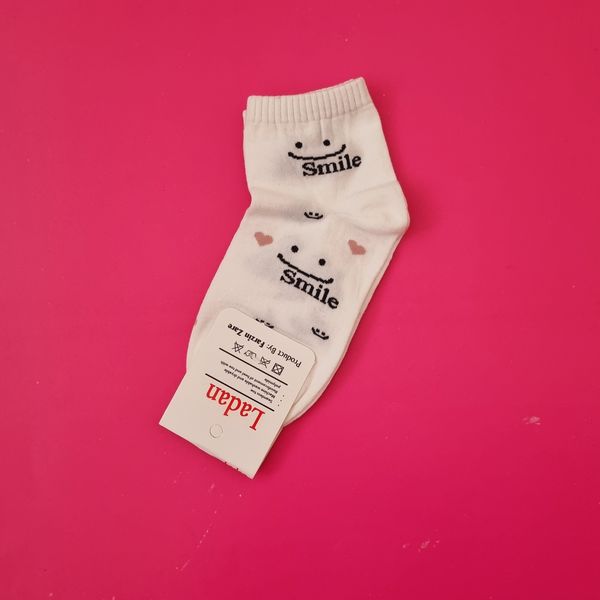 جوراب زنانه نیم ساق کبریتی طرح خرسی تم صورتی