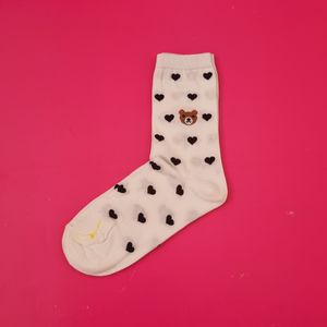خرید انلاین جوراب زنانه ساقدار نخی طرح خرس قلبی