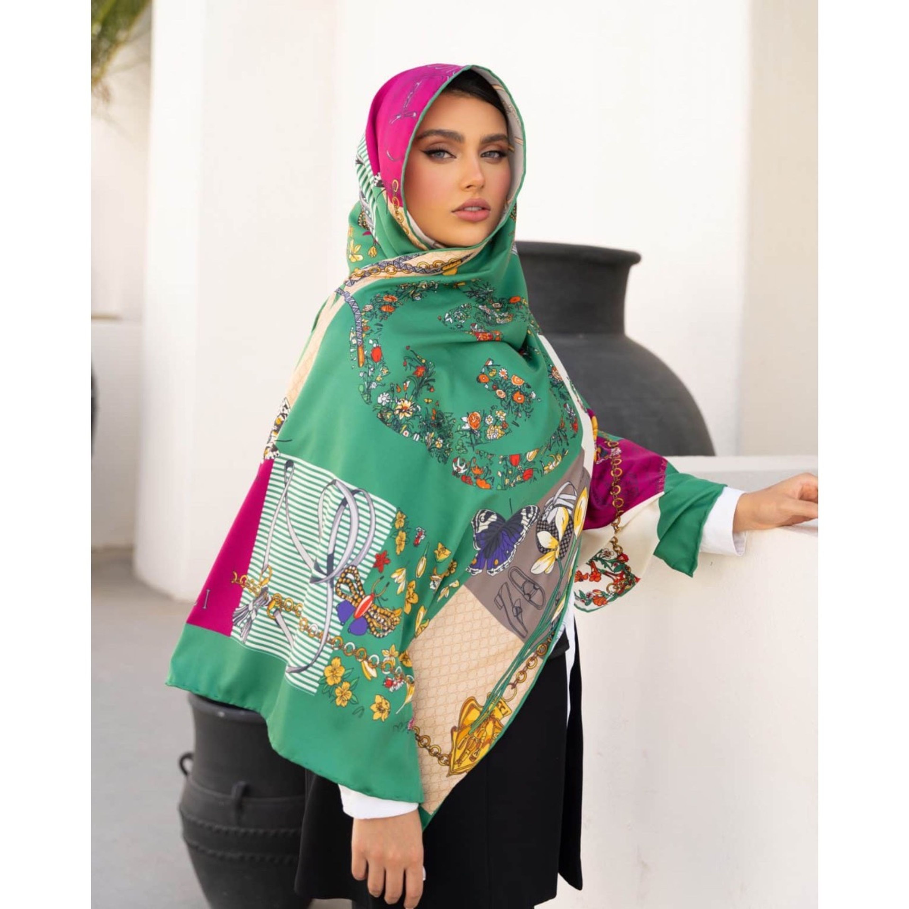 خرید آنلاین شال مجلسی ساتن ابریشم گوچی Gucci وارداتی