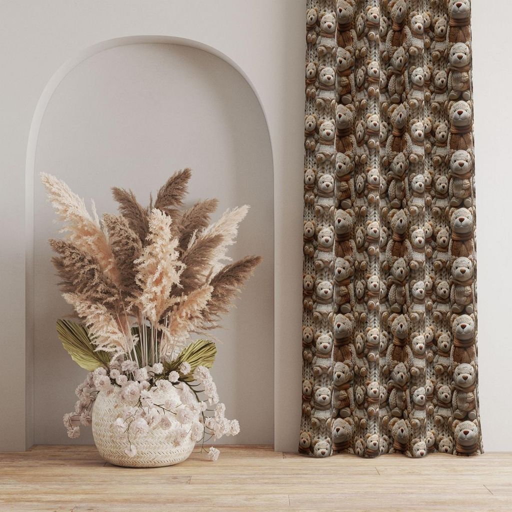 قیمت ارزان پارچه مخمل طرح سه بعدی خرس خسته کد 5013462