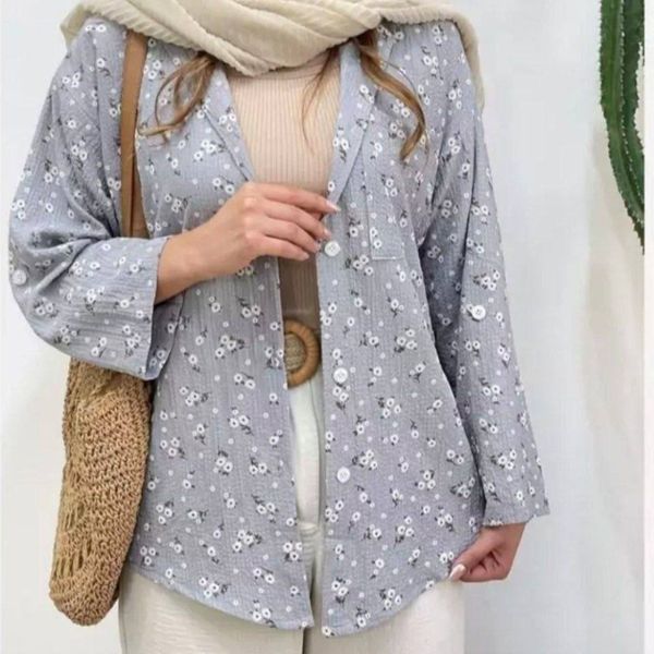 شومیز کل کجی دکمه دار