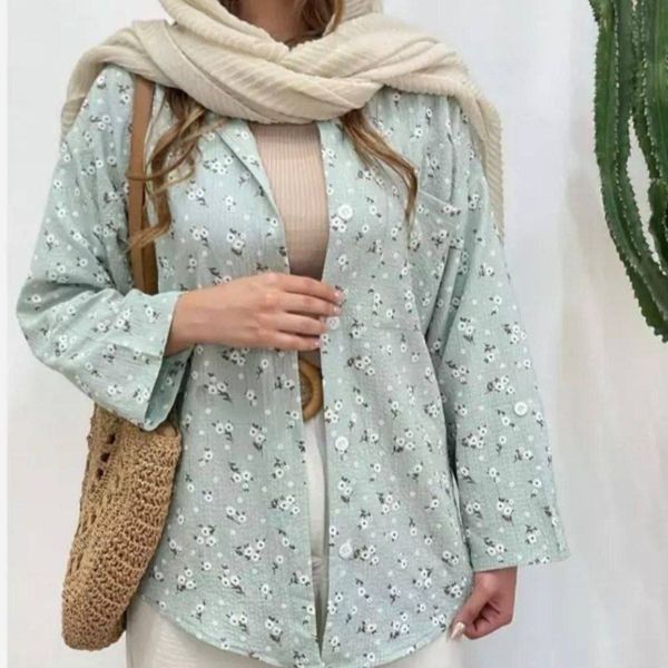 شومیز کل کجی دکمه دار