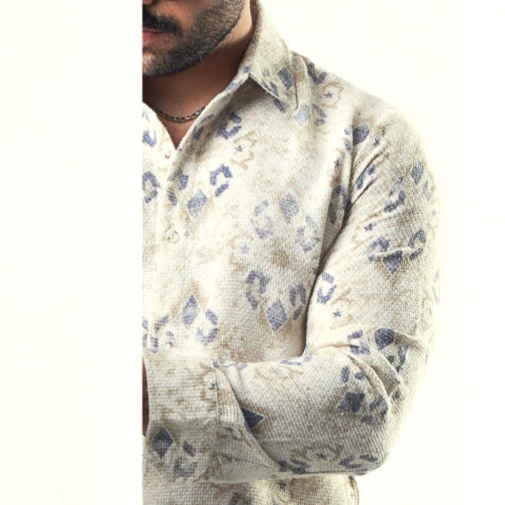 قیمت ارزان پیراهن مردانه آستین بلند گلیمی 1011