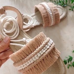 قیمت ارزان صندل مکرومه بافی زنانه مدل روناک
