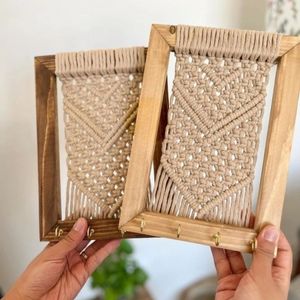 خرید اینترنتی جاکلیدی چوبی مکرومه طرح گلسا