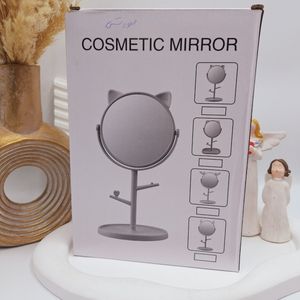 خرید اینترنتی آینه گرد رومیزی مدل استندجواهرات طرح گربه رنگ مشکی
