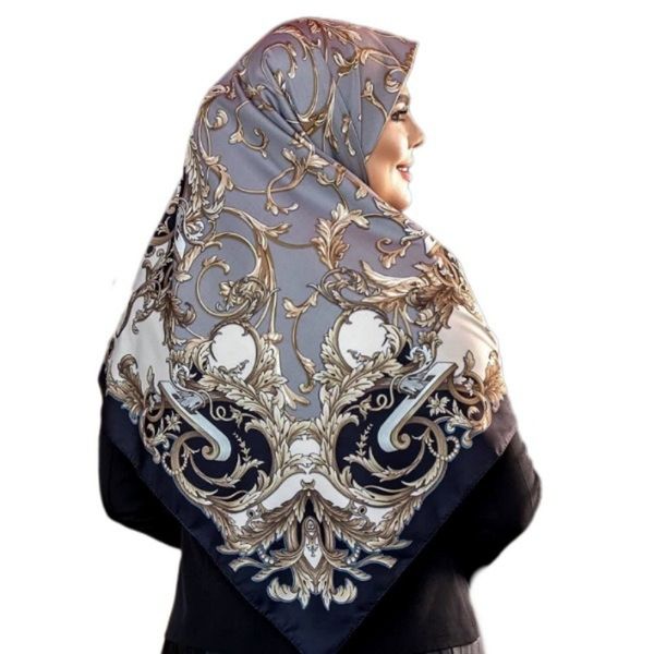 روسری زنانه ابریشم توییل کجراه قواره 140 مدل تاج کد 06