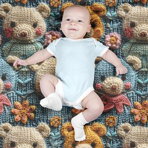 خرید انلاین پارچه مخمل طرح سه بعدی خرسی بامزه کد 5013479
