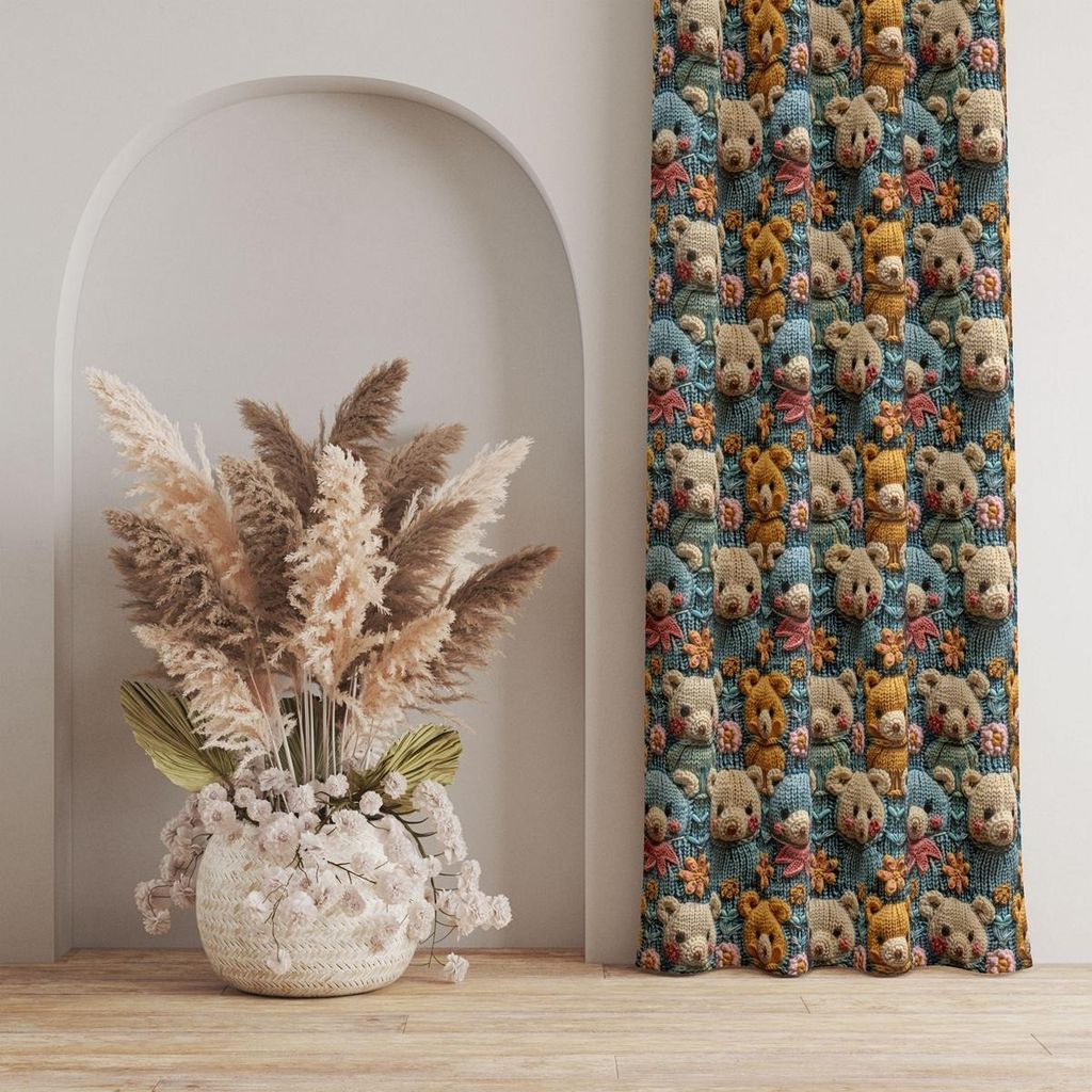 خرید اینترنتی پارچه مخمل طرح سه بعدی خرسی بامزه کد 5013479