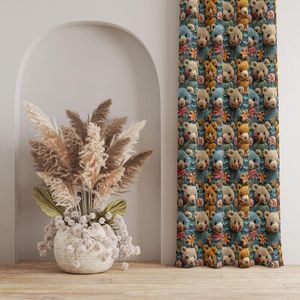 خرید اینترنتی پارچه مخمل طرح سه بعدی خرسی بامزه کد 5013479