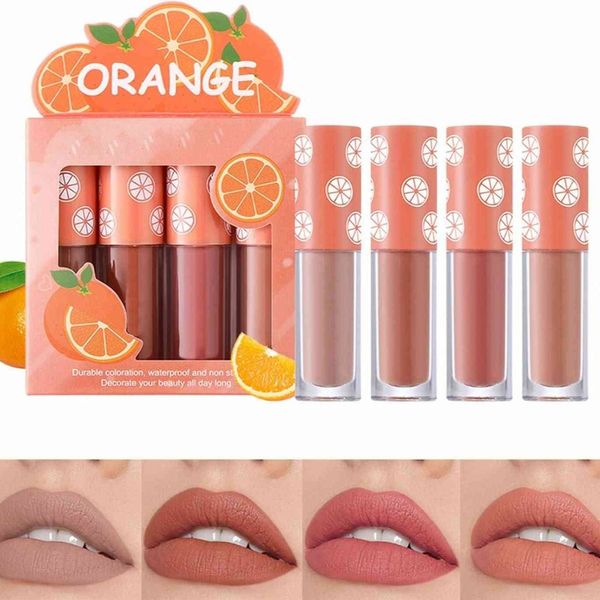 پک رژلب مایع 4 تایی دراگون رانی مدل میوه ای DRAGON RANEE مدل ORANGE