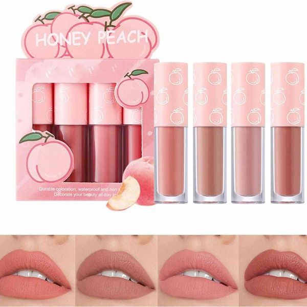 پک رژلب مایع 4 تایی دراگون رانی مدل میوه ای DRAGON RANEE مدل PEACH