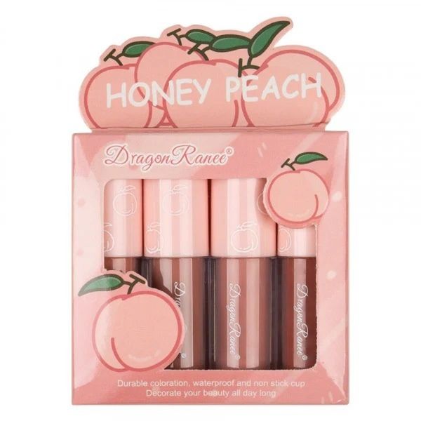 پک رژلب مایع 4 تایی دراگون رانی مدل میوه ای DRAGON RANEE مدل PEACH