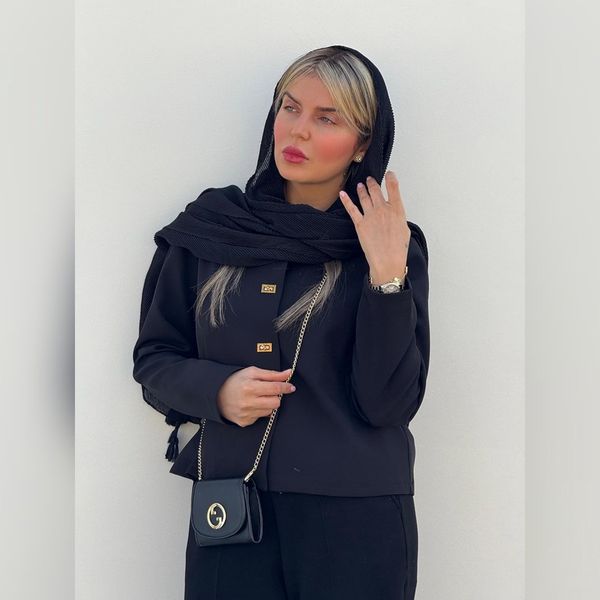 شال پلیسه مشکی تمام نخ