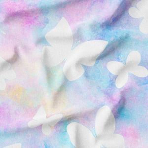 پارچه لباسی شومیز پارچه الف مدل کرپ بوگاتی طرح پروانه آبرنگی کد 4011124