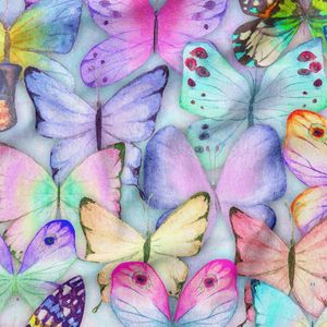 پارچه لباسی شومیز پارچه الف مدل کرپ بوگاتی طرح پروانه آبرنگی کد 4011126