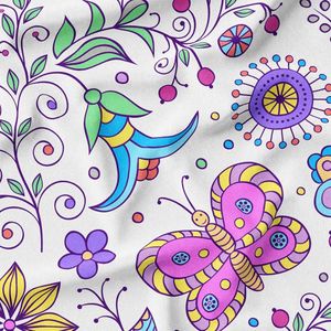 پارچه لباسی شومیز پارچه الف مدل کرپ بوگاتی طرح پروانه کارتونی کد 4011135