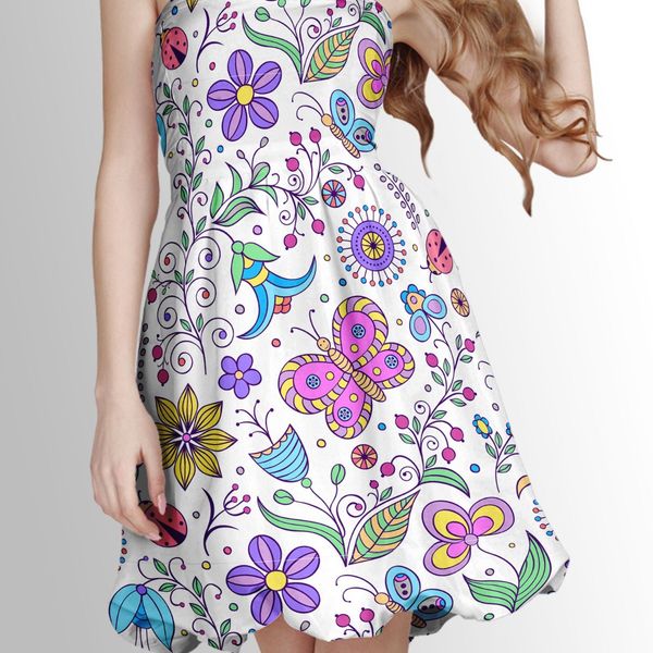 پارچه لباسی شومیز پارچه الف مدل کرپ بوگاتی طرح پروانه کارتونی کد 4011135