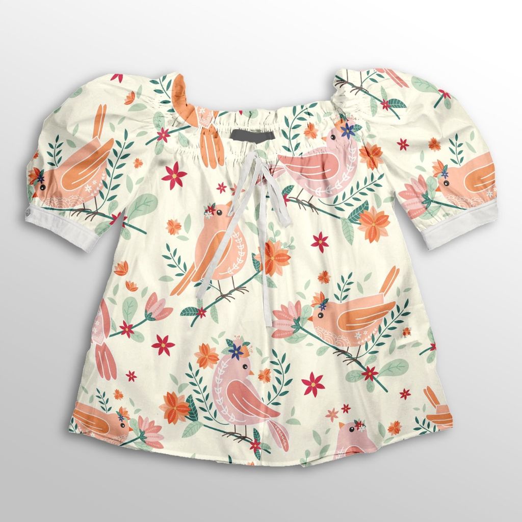 قیمت ارزان پارچه لباسی شومیز پارچه الف مدل کرپ بوگاتی طرح پرنده فانتزی کد 4011137