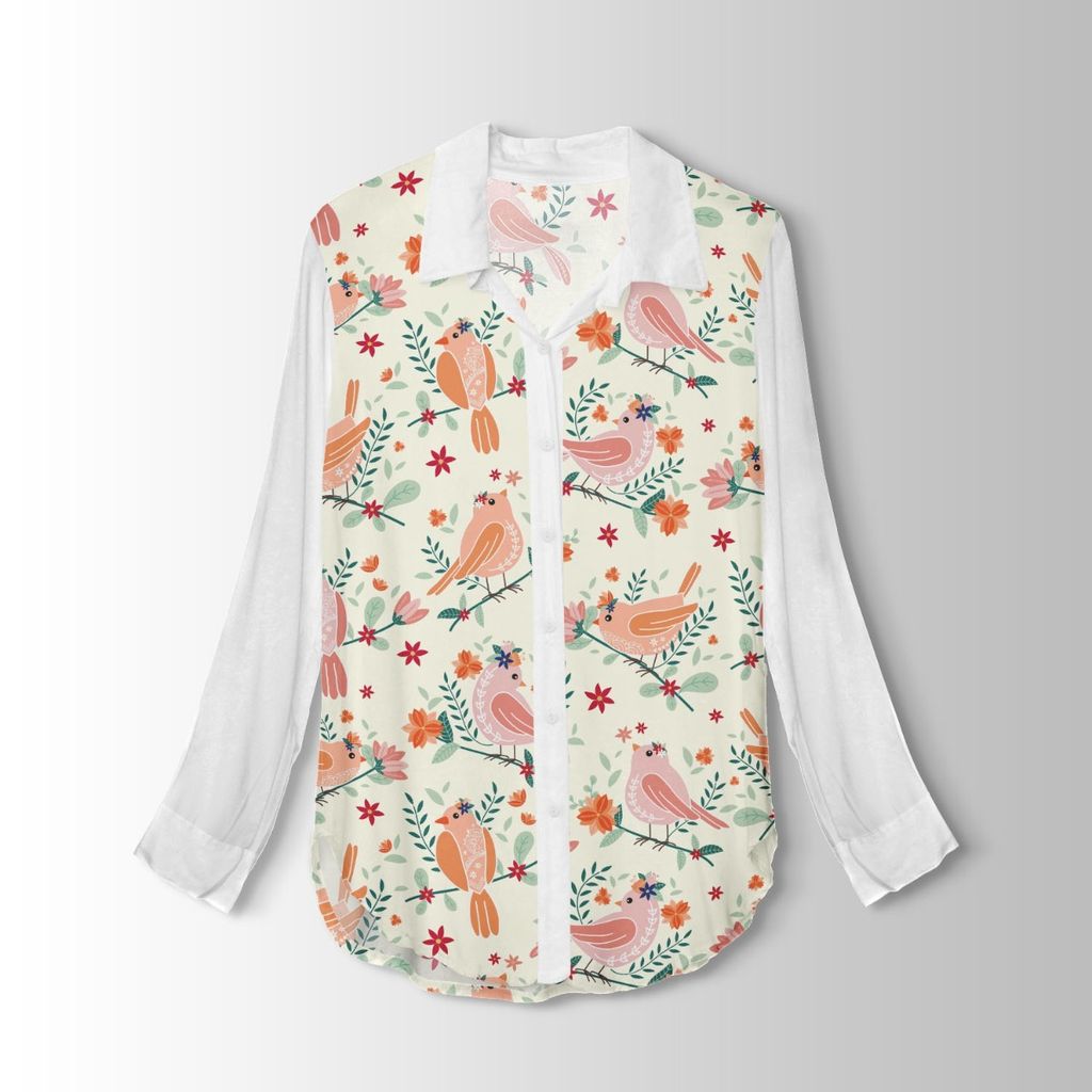 خرید انلاین پارچه لباسی شومیز پارچه الف مدل کرپ بوگاتی طرح پرنده فانتزی کد 4011137