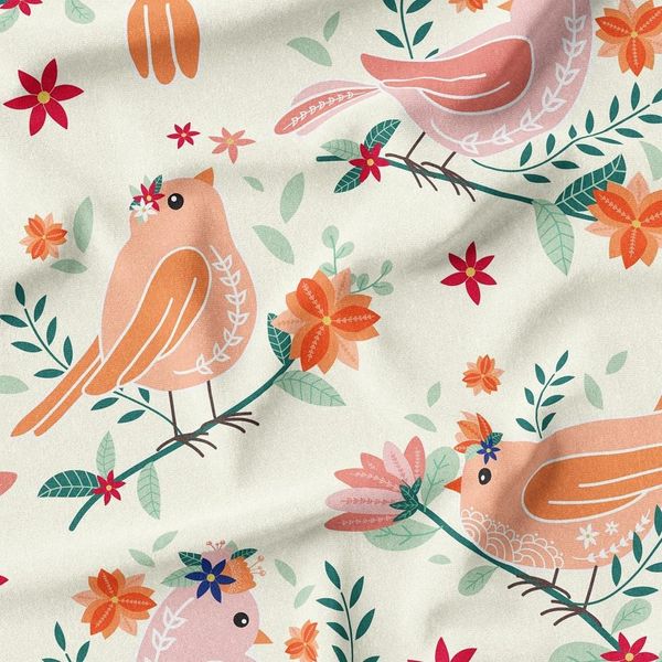 پارچه لباسی شومیز پارچه الف مدل کرپ بوگاتی طرح پرنده فانتزی کد 4011137