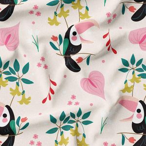 پارچه لباسی شومیز پارچه الف مدل کرپ بوگاتی طرح کلاغ بامزه کد 4011138