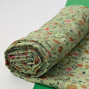 خرید آنلاین پارچه کرپ گلدار سبز ترک