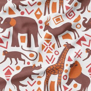 پارچه لباسی شومیز پارچه الف مدل کرپ بوگاتی طرح سنتی آفریقایی کد 4011227