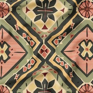 پارچه لباسی شومیز پارچه الف مدل کرپ بوگاتی طرح سنتی آفریقایی کد 4011233