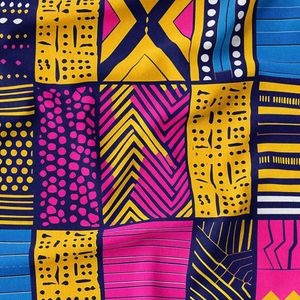 پارچه لباسی شومیز پارچه الف مدل کرپ بوگاتی طرح سنتی آفریقایی کد 4011240