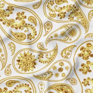 پارچه لباس ساحلی پارچه الف مدل کرپ بوگاتی طرح سنتی بته جقه کد 4011246