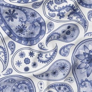 پارچه لباس ساحلی پارچه الف مدل کرپ بوگاتی طرح سنتی بته جقه کد 4011250