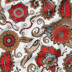 پارچه لباس ساحلی پارچه الف مدل کرپ بوگاتی طرح سنتی بته جقه کد 4011255