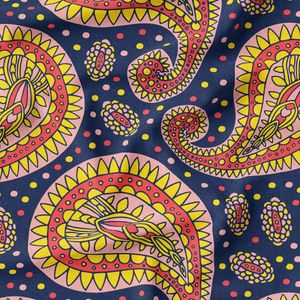 پارچه لباس ساحلی پارچه الف مدل کرپ بوگاتی طرح سنتی بته جقه کد 4011256