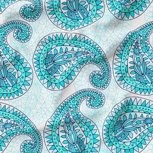 پارچه لباس ساحلی پارچه الف مدل کرپ بوگاتی طرح سنتی بته جقه کد 4011261