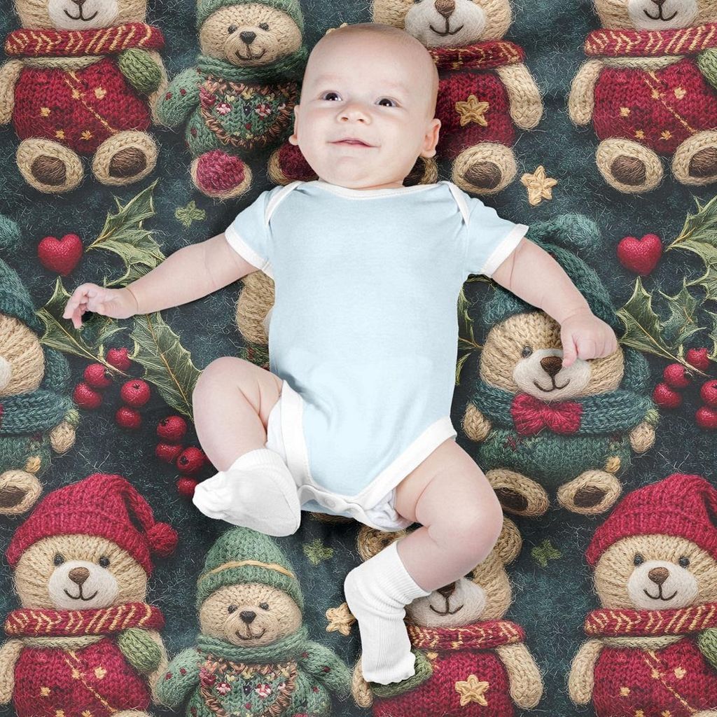قیمت ارزان پارچه مخمل طرح سه بعدی تدی زمستونی کد 5013488
