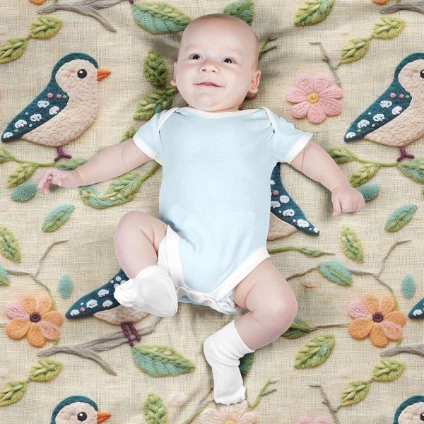 پارچه مخمل طرح سه بعدی پرنده بافتنی کد 5013500