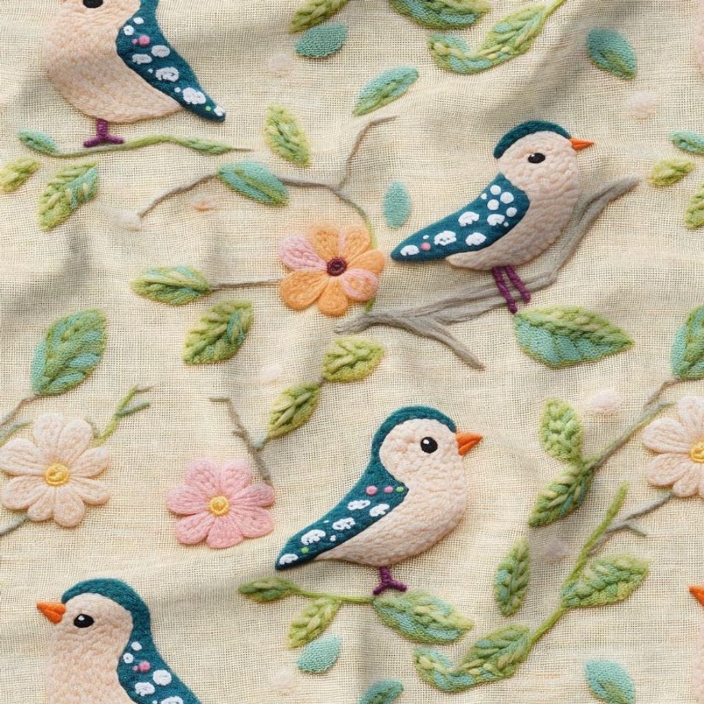 خرید اینترنتی پارچه مخمل طرح سه بعدی پرنده بافتنی کد 5013500