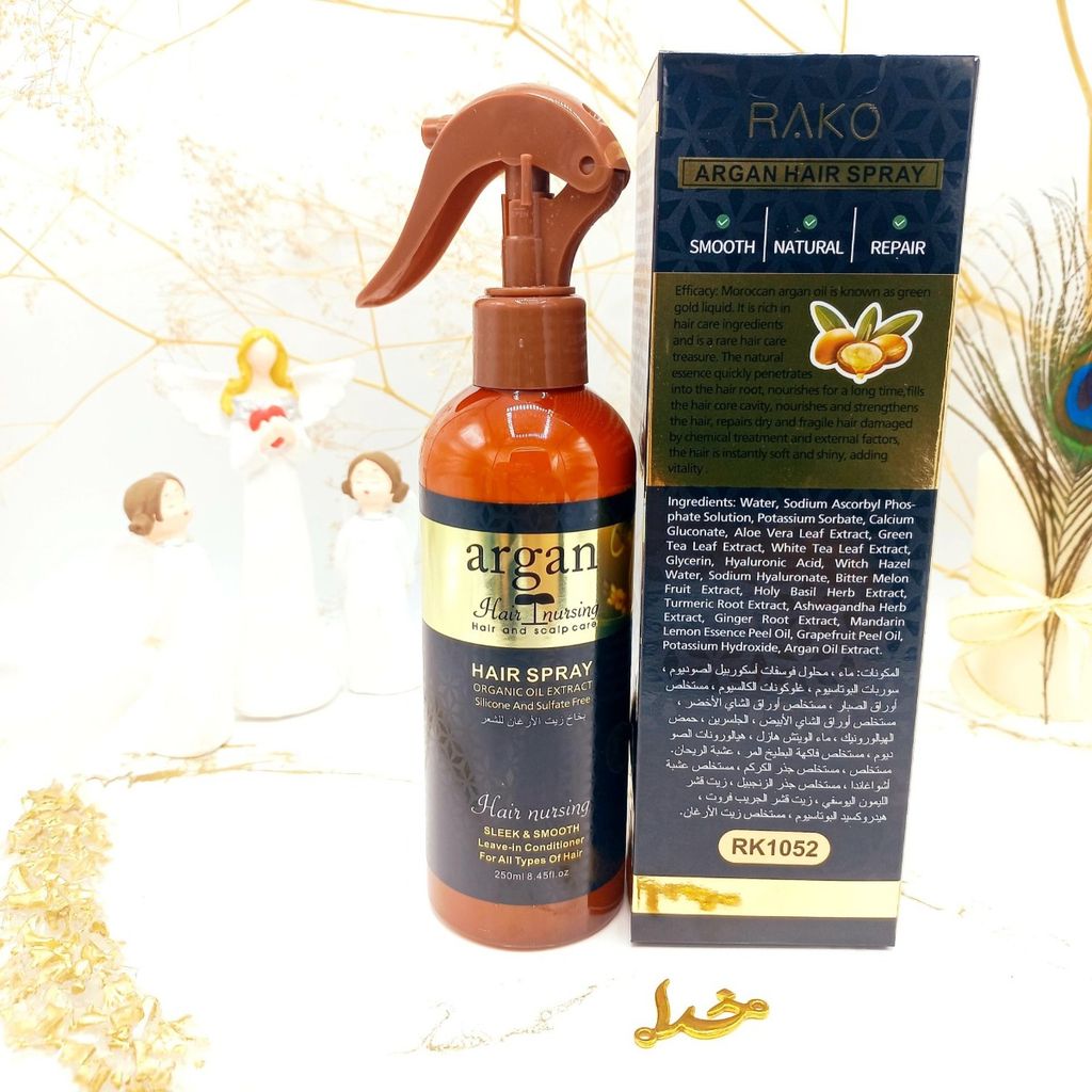 خرید آنلاین اسپری و سرم مو دو فاز مدل روغن آرگان حجم 250 میل برند راکو RAKO اصلی