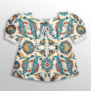 خرید اینترنتی پارچه لباسی شومیز پارچه الف مدل کرپ بوگاتی طرح سنتی ایرانی کد 4011340
