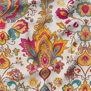 خرید اینترنتی پارچه لباسی شومیز پارچه الف مدل کرپ بوگاتی طرح سنتی ایرانی کد 4011345