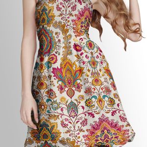 قیمت پارچه لباسی شومیز پارچه الف مدل کرپ بوگاتی طرح سنتی ایرانی کد 4011345