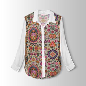 فروش اینترنتی پارچه لباسی شومیز پارچه الف مدل کرپ بوگاتی طرح سنتی ایرانی کد 4011346