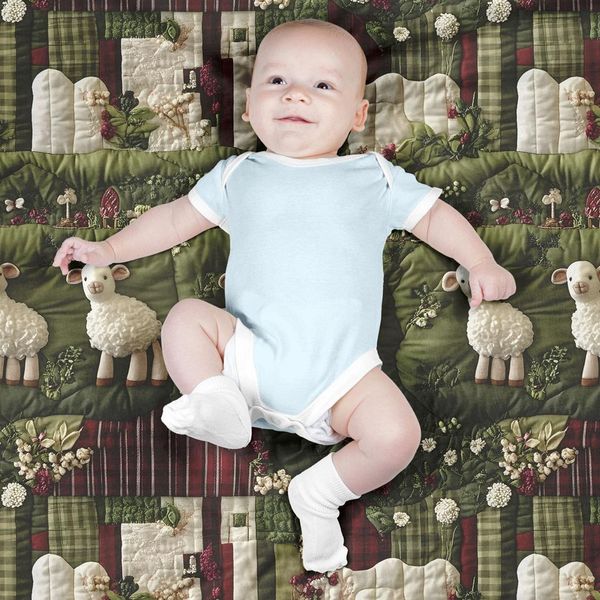 پارچه مخمل روبالشی پارچه باما طرح سه بعدی ببیی بازیگوش کد 5013509