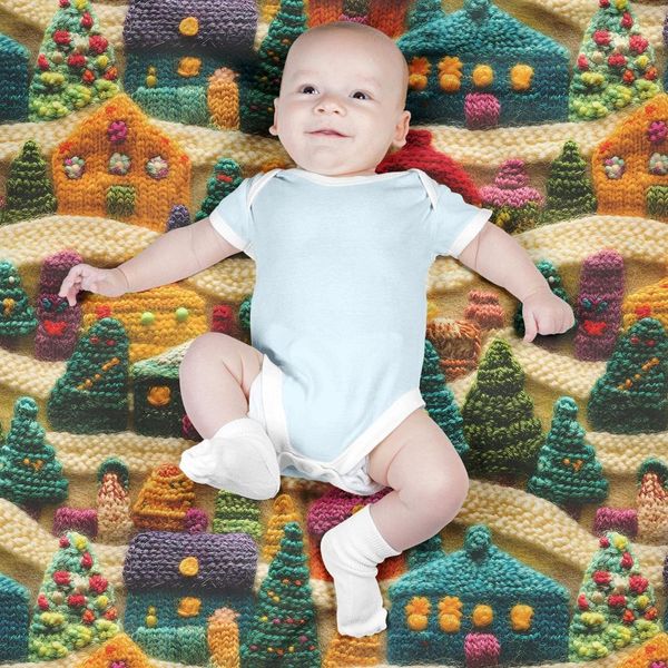 پارچه مخمل روبالشی پارچه باما طرح سه بعدی خونه و مزرعه کد 5013512