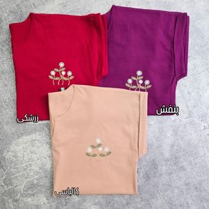 خرید اینترنتی تیشرت قواره دار  یقه V زنانه گلدوزی شده
