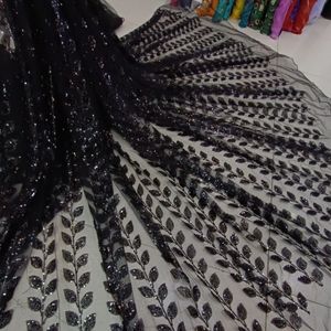 فروش اینترنتی پارچه توری مجلسی ملیله متریال پرکار طرح برگی 5