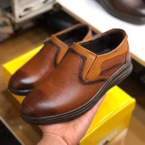 مشخصات کفش چرم مردانه مدل وجدانی رنگ عسلی