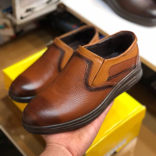 کفش چرم مردانه مدل وجدانی رنگ عسلی